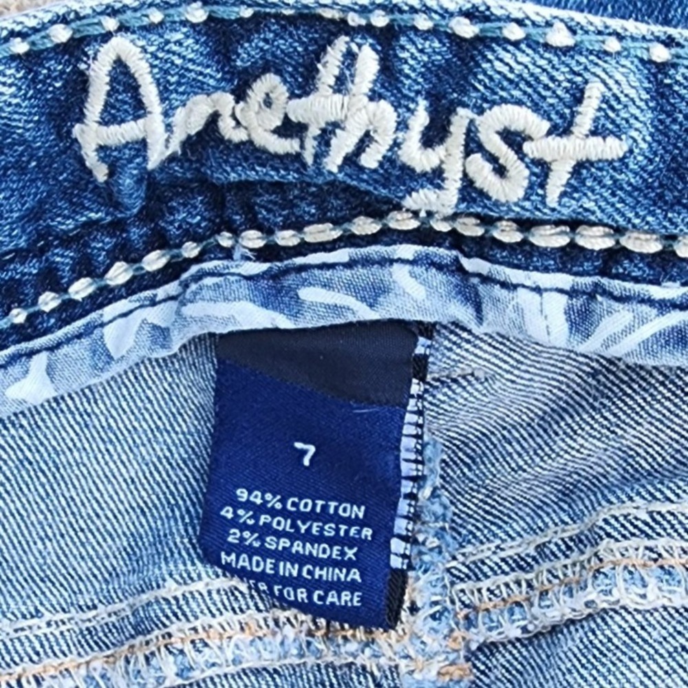 Amethyst Womens Bootcut Jeans Size 7 Medium Wash Embroidered Sequin Low Rise - Picture 4 of 5